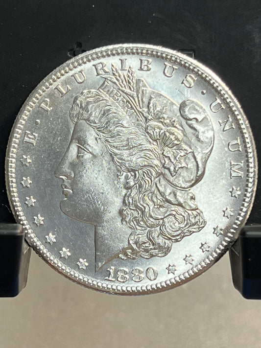 1880-S Morgan Silver Dollar Gem Brilliant Uncirculated Deep Mirror Proof-Like Mint State Cartwheel Luster