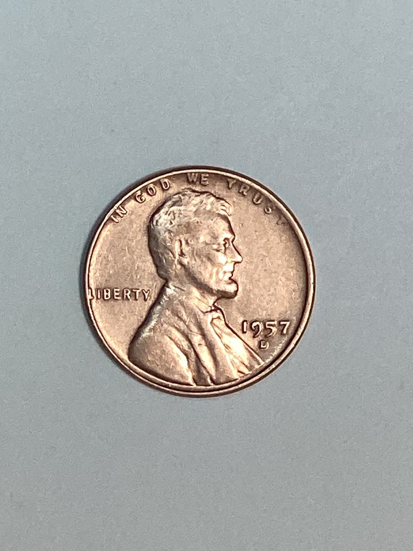 1957-D Lincoln Wheat Cent Circulated Extremely Fine Coin Rim Error "L" (Liberty)