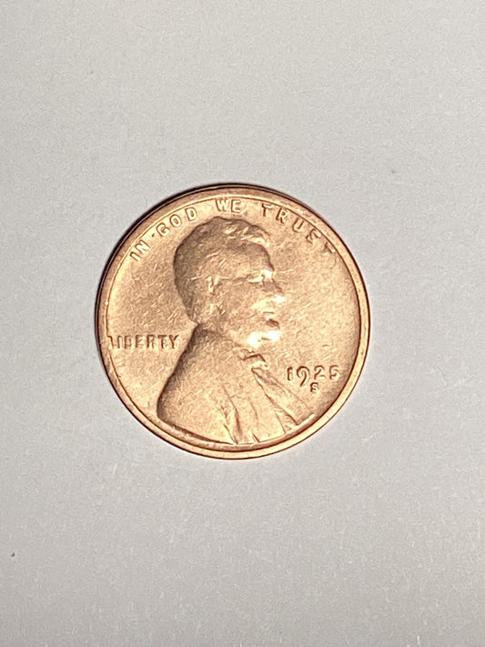 1925-S Lincoln Wheat Cent Circulated Fine