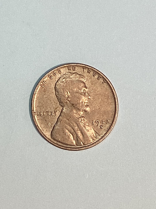 1942-S Lincoln Wheat Cent Circulated Very Fine Coin Rim Error "L" (Liberty)