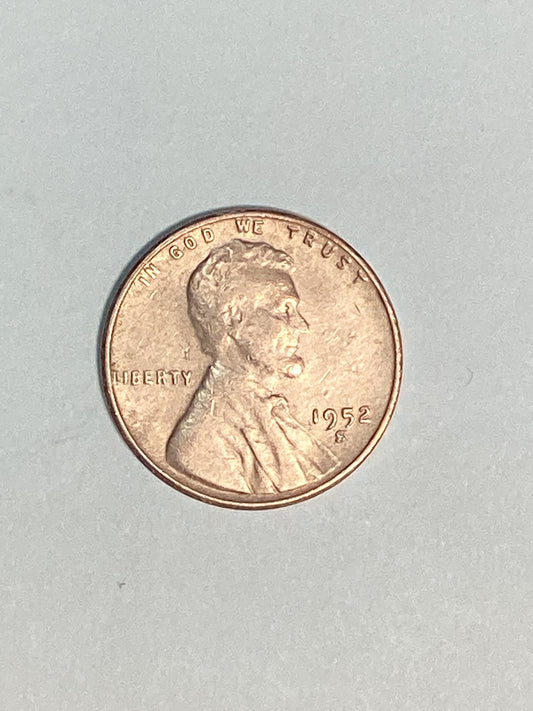 1952-S Lincoln Wheat Cent Circulated Extremely Fine Coin Rim Error "L" (Liberty)