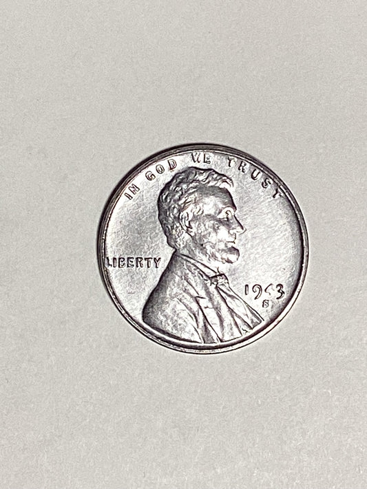 1943-S Lincoln Wheat Steel Cent About Uncirculated Ghost Error 4 in 1943 Coin Rim Error "L" (Liberty)