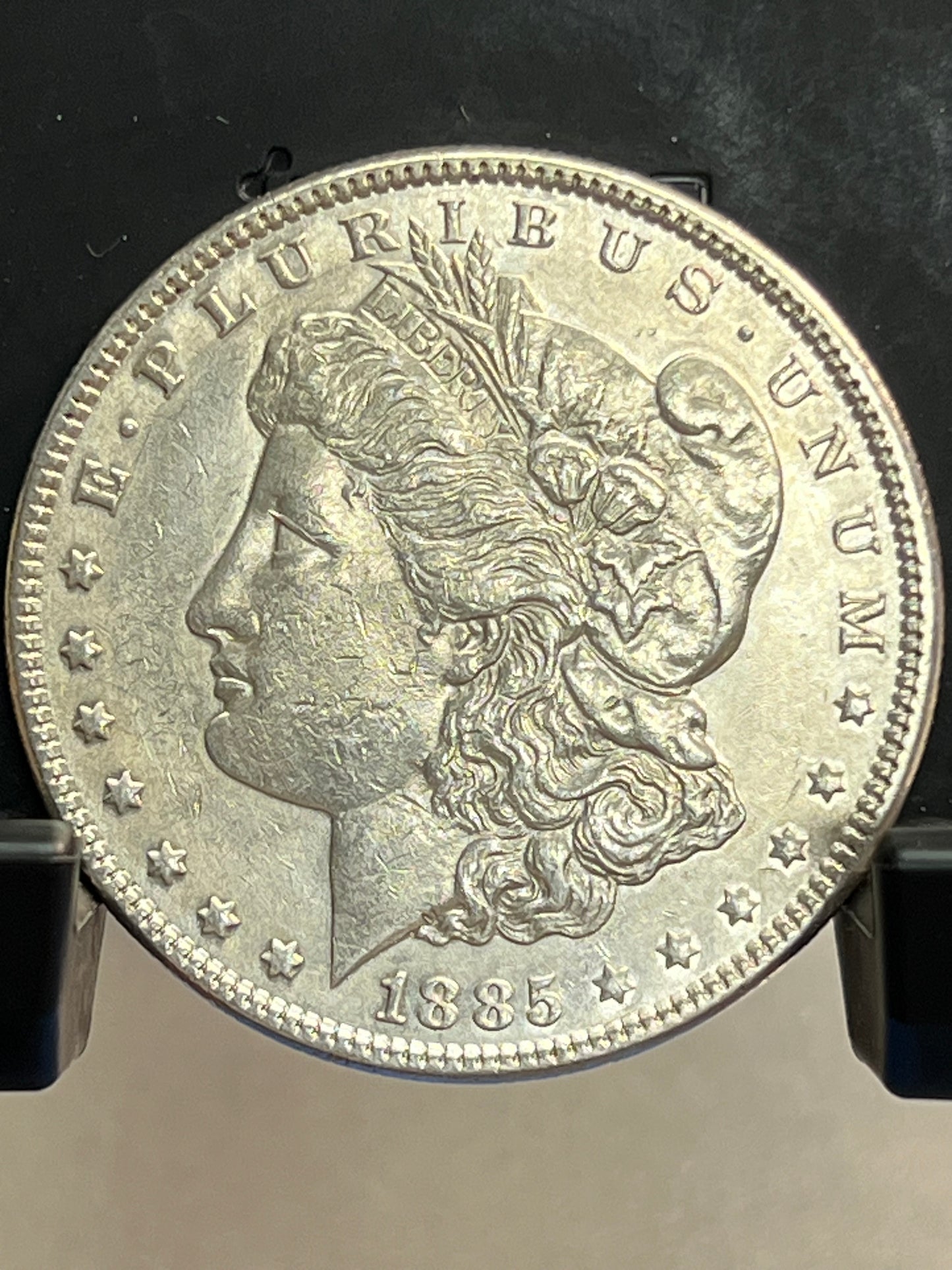 1885-P Morgan Silver Dollar About Uncirculated Mirror Proof-Like Cartwheel Luster