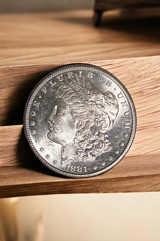 1881-S Morgan Silver Dollar Gem Brilliant Uncirculated Mirror Proof-Like Mint State Cartwheel Luster