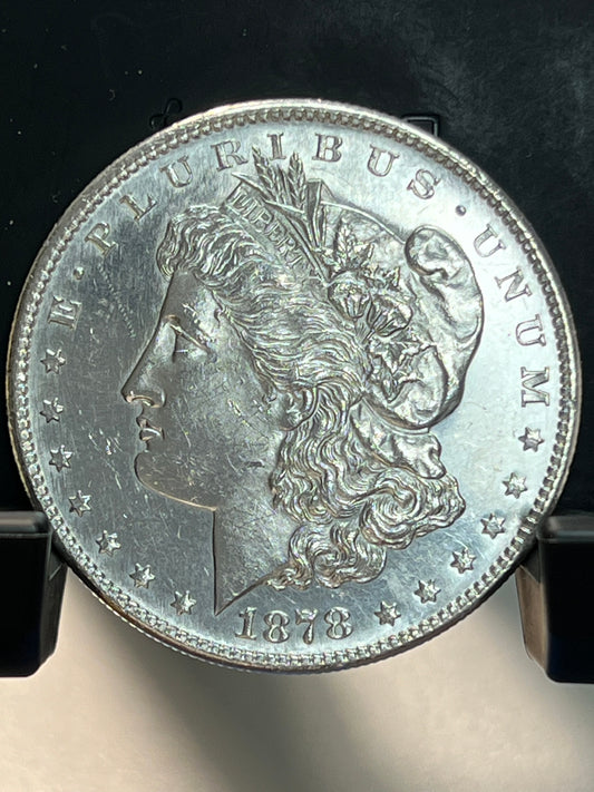 1878-S Morgan Silver Dollar About Uncirculated Mirror Proof-Like Cartwheel Luster