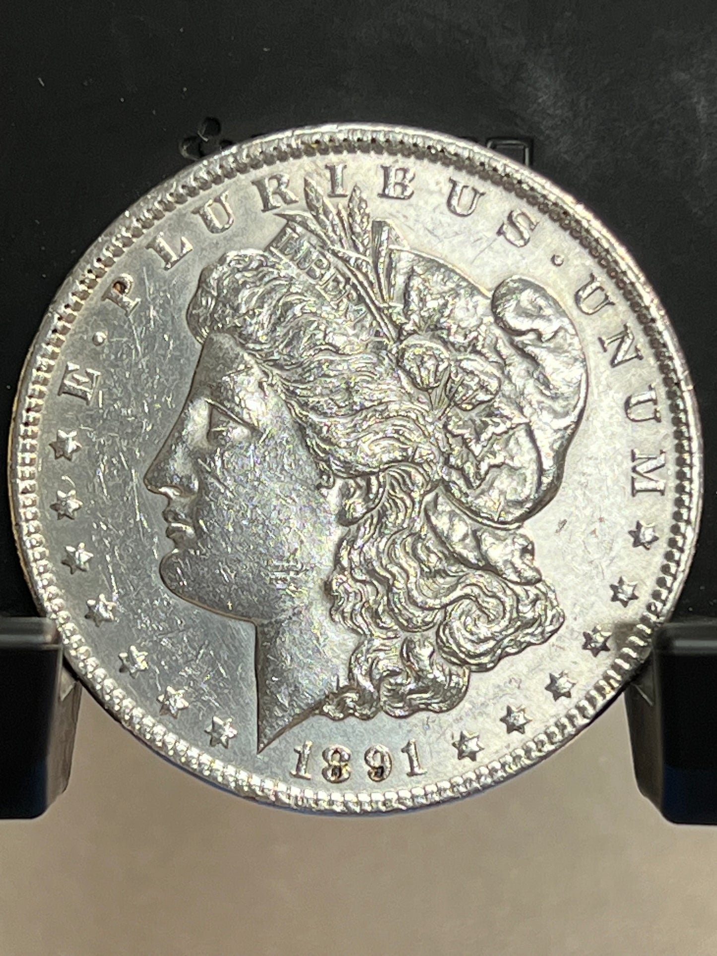 1891-P Morgan Silver Dollar About Uncirculated Mirror Proof-Like Cartwheel Luster