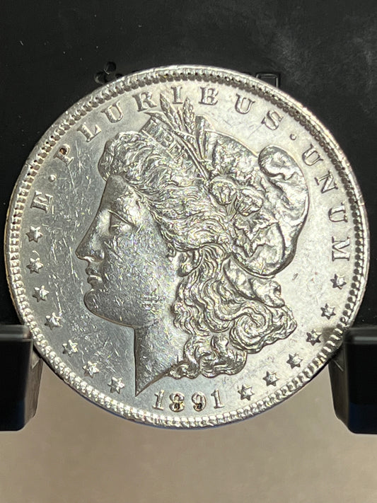 1891-P Morgan Silver Dollar About Uncirculated Mirror Proof-Like Cartwheel Luster