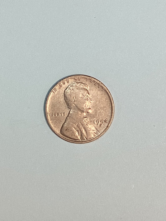 1944-S Lincoln Wheat Cent WW II Circulated Very Fine Coin Rim Error "L" (Liberty)