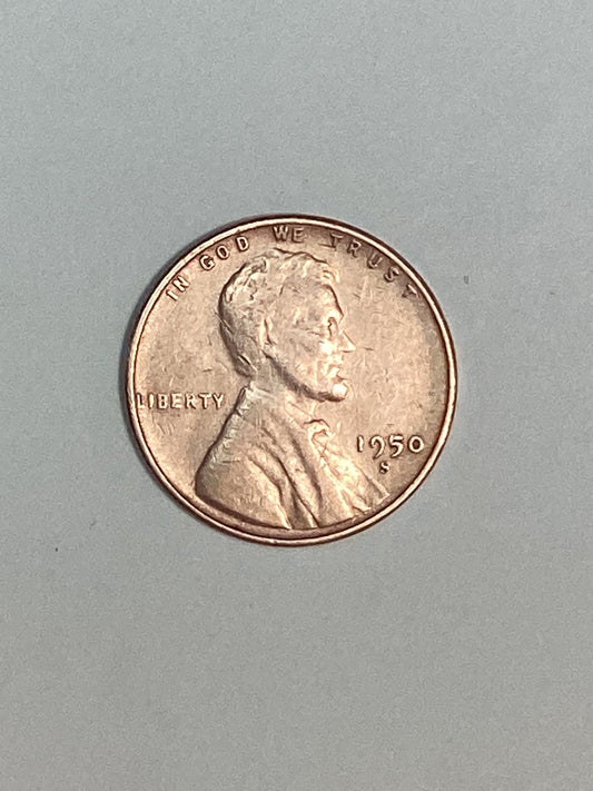 1950-S Lincoln Wheat Cent Circulated Very Fine