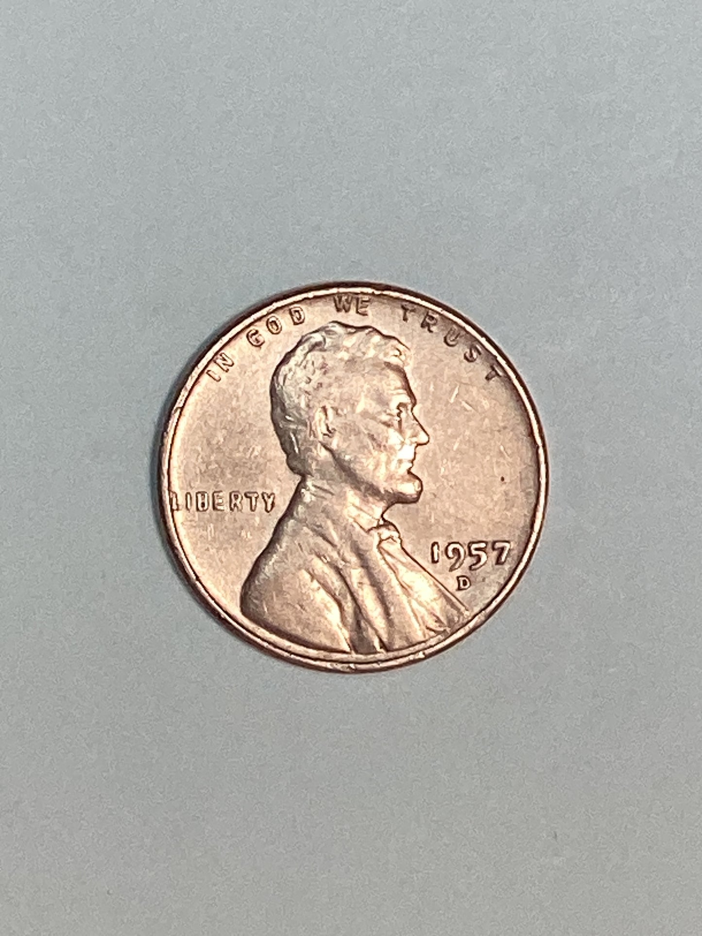 1957-D Lincoln Wheat Cent Circulated Extremely Fine Coin Rim Error "L" (Liberty)