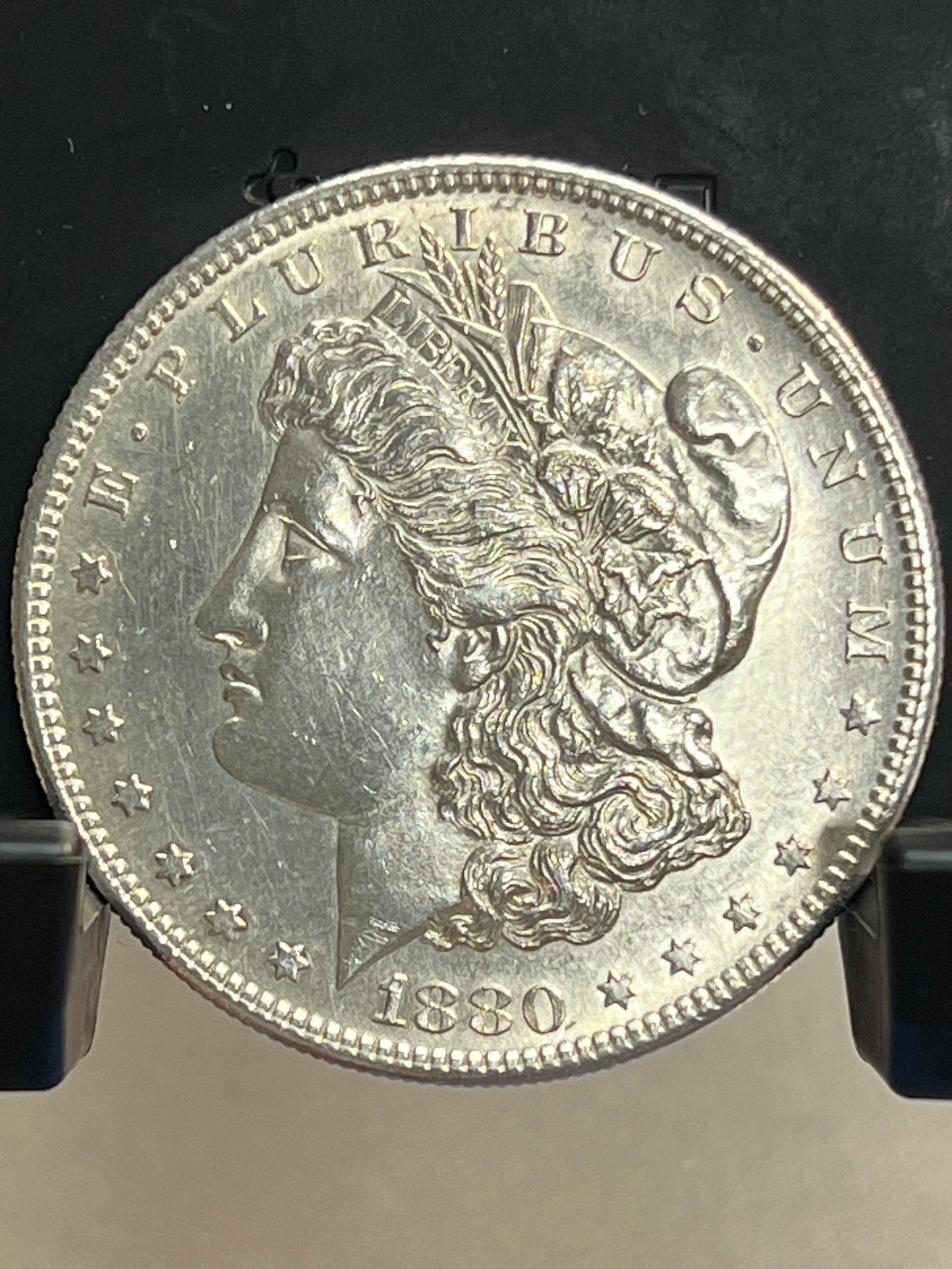 1880-S Morgan Silver Dollar About Uncirculated Mirror Proof-Like Cartwheel Luster