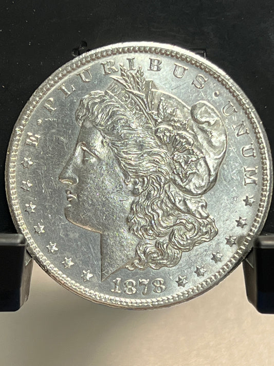 1878-S Morgan Silver Dollar About Uncirculated Mirror Proof-Like Cartwheel Luster