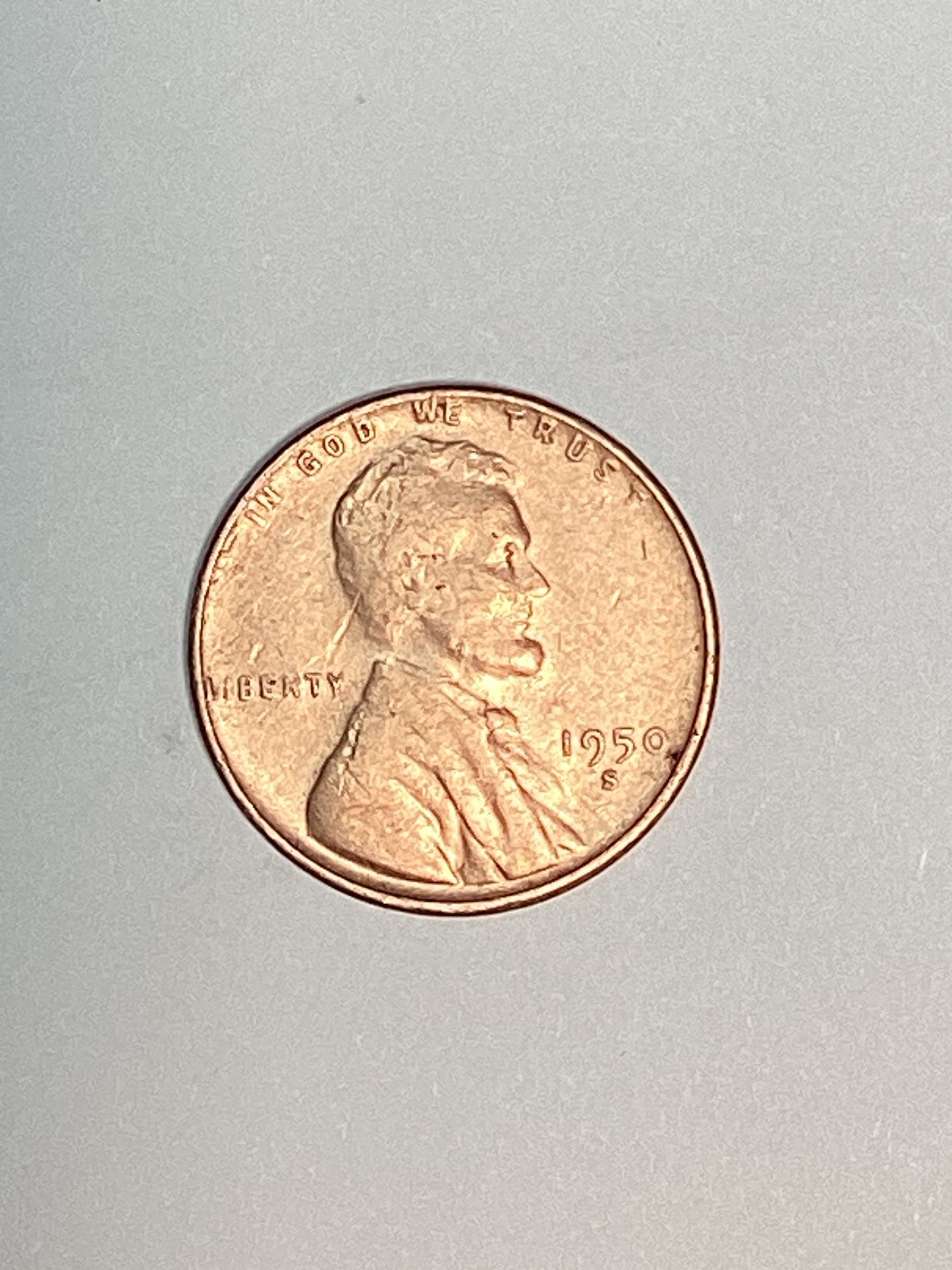 1950-S Lincoln Wheat Cent Circulated Extremely Fine Coin Rim Error "L" (Liberty)