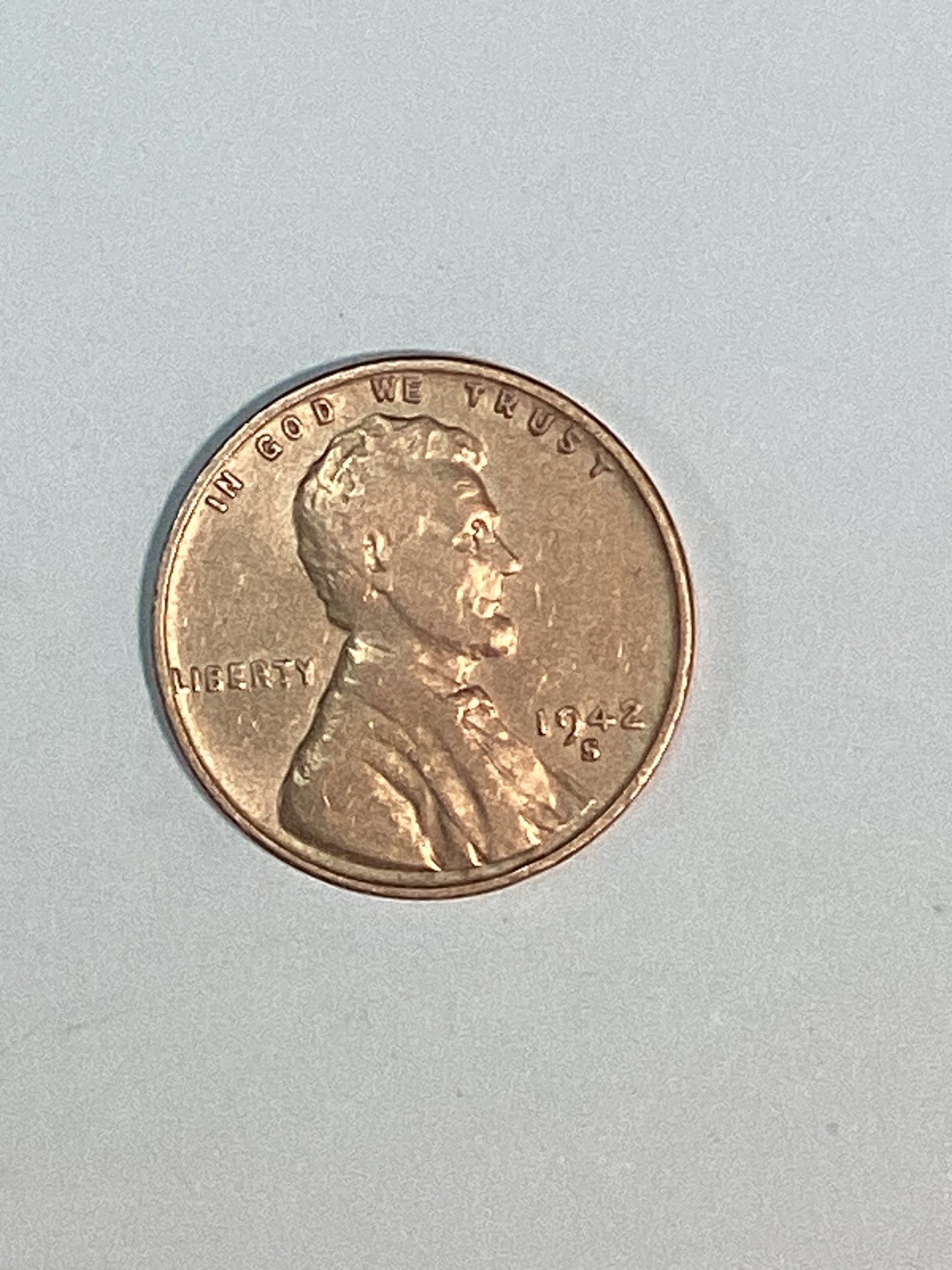 1942-S Lincoln Wheat Cent Circulated Very Fine Coin Rim Error "L" (Liberty)