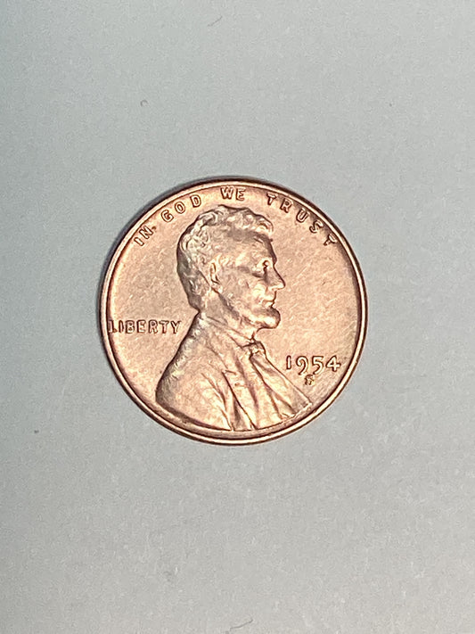 1954-S Lincoln Wheat Cent Circulated Extremely Fine Coin Rim Error "L" (Liberty)