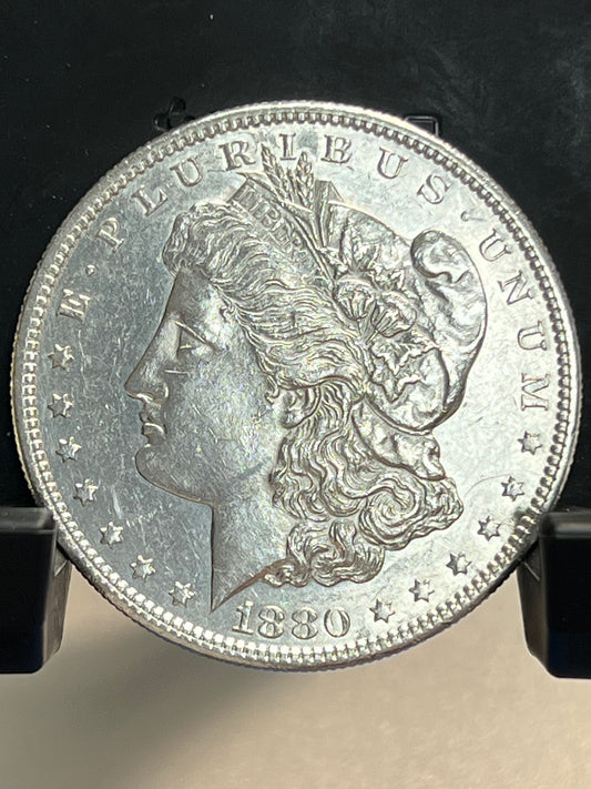 1880-S Morgan Silver Dollar About Uncirculated Mirror Proof-Like Cartwheel Luster