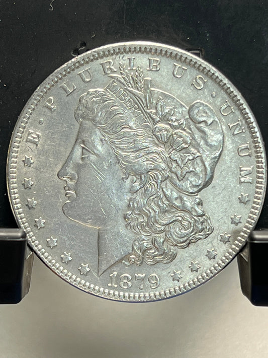 1879-P Morgan Silver Dollar About Uncirculated Mirror Proof-Like Cartwheel Luster