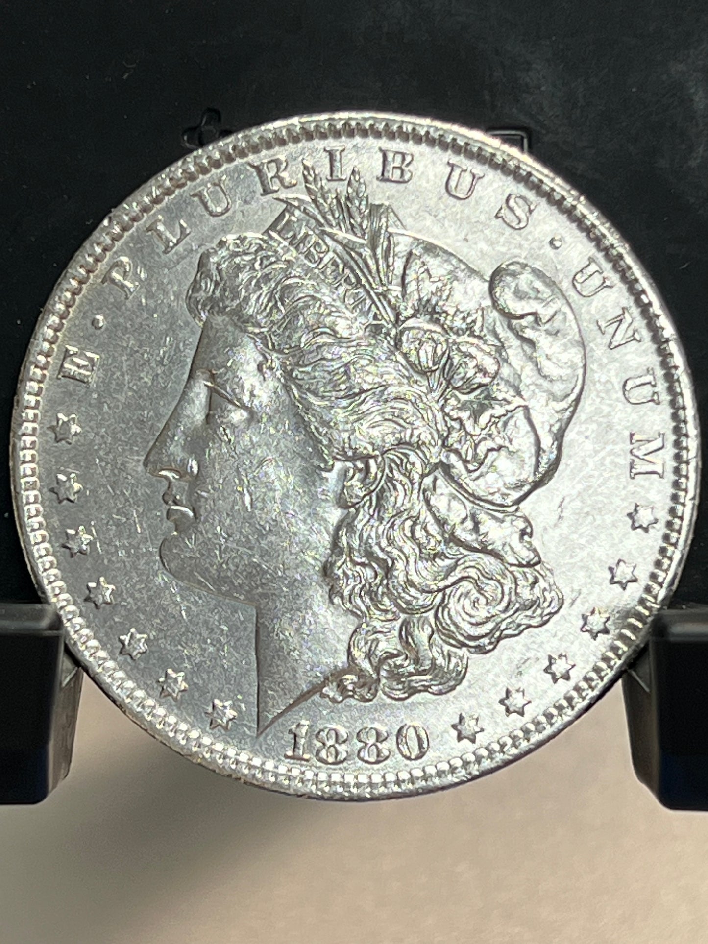 1880-O Morgan Silver Dollar About Uncirculated Mirror Proof-Like Cartwheel Luster